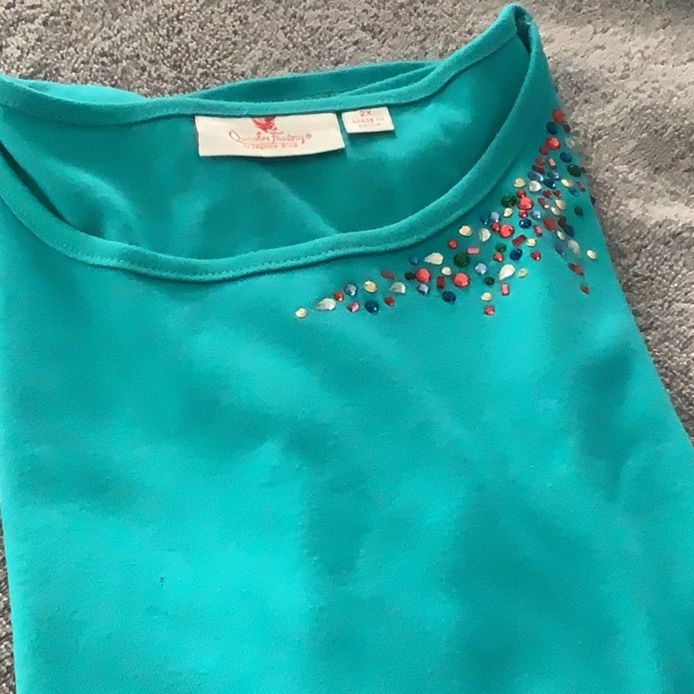 Turquoise embellished top